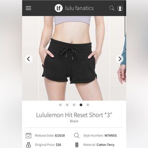 lululemon athletica hit reset Women's Black Athletic Shorts
